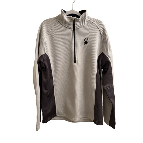 SPYDER Outbound Sweater Men Large Pullover Jacket Gray Waffle Ribbed Sz L - Picture 1 of 8
